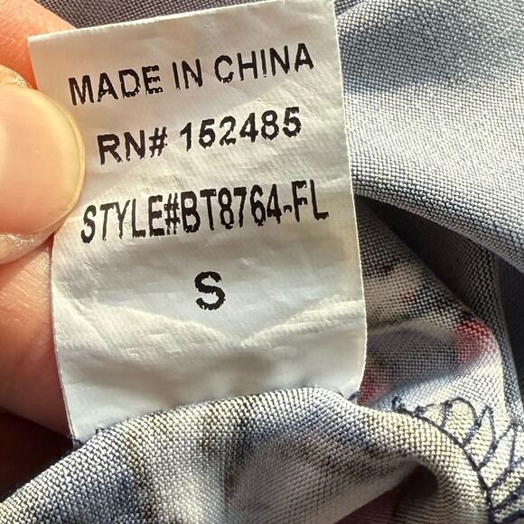 Papermoon Women's S Boho Beach Strappy Floral Criss Cross Stretch Tank Top - Picture 6 of 7